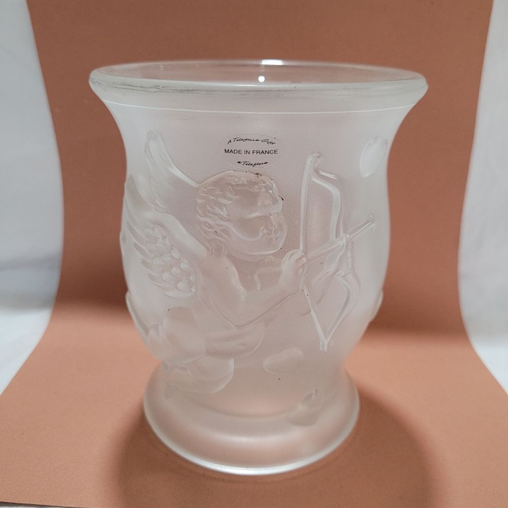 Teleflora Transparence Frosted Glass Vase with Angel Cherub